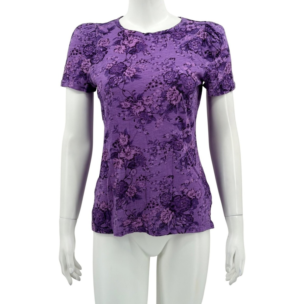 INC International Concepts Top Womens XS Purple Floral Sheer Summer Boho Spring